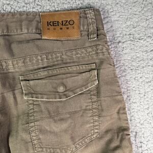 Kenzo Homme Pants Mens 34x34 Brown Linen Blend Relaxed Straight Chino